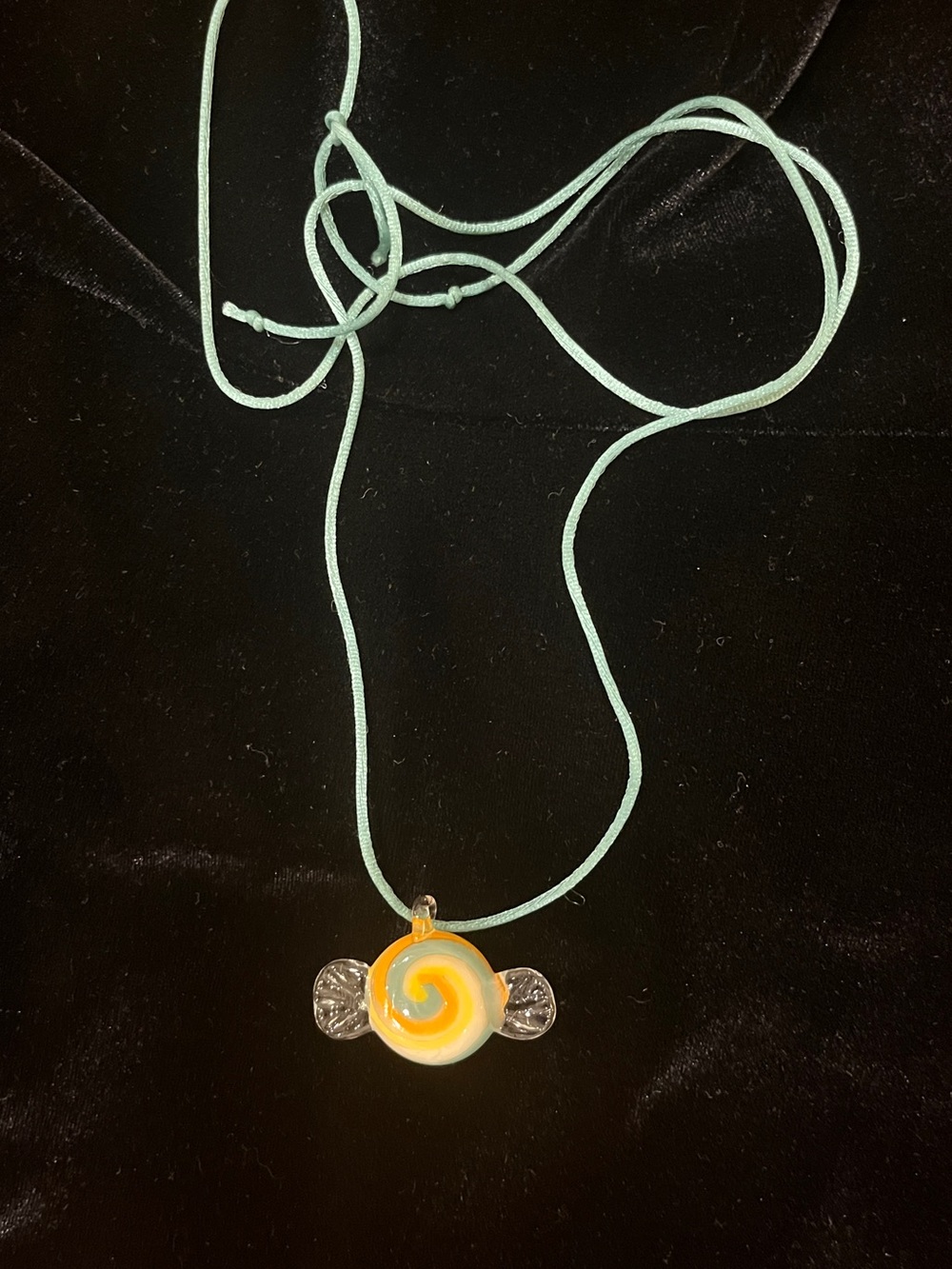 Handcrafted Blown Glass Candy Pendant Necklace Swirl Pattern